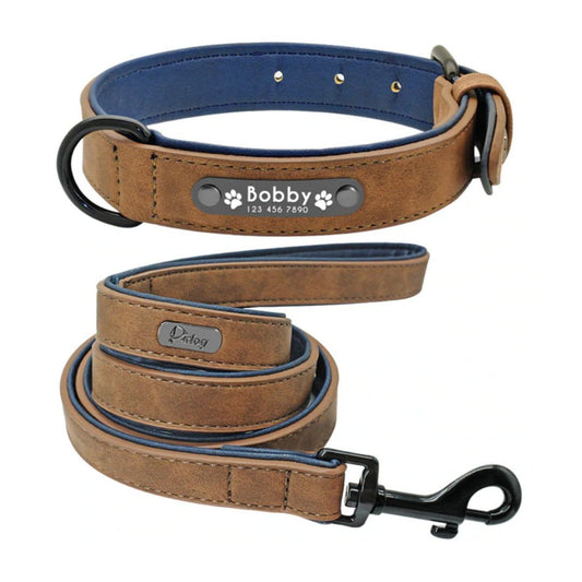 Leather Collar + Leash Set